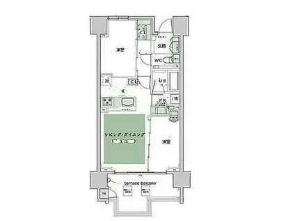 ハーバーテラス品川(2LDK/3階)の間取り写真