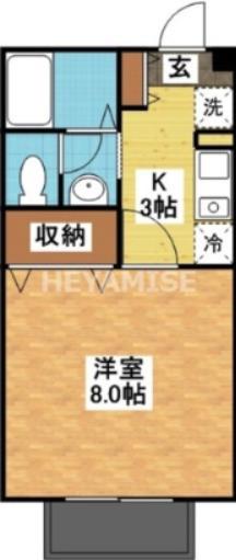 まなび野壱番館(1K/2階)の間取り写真