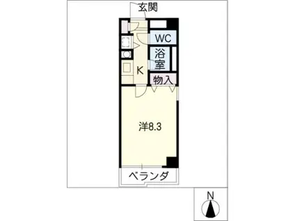 山花ガーランド(1K/3階)の間取り写真