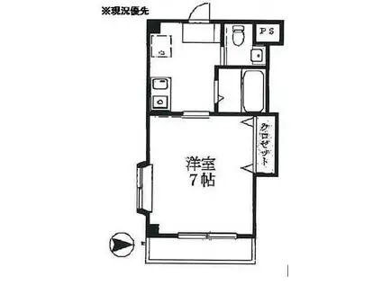 ライトハウス茅ヶ崎(1K/2階)の間取り写真