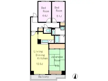 ピコティ北小金東館(3LDK/9階)の間取り写真