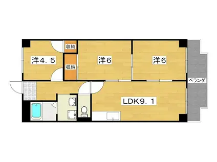 PLUM CITY RESIDENCE NEYAGAWA(3DK/4階)の間取り写真