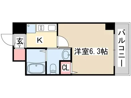 エステムプラザ神戸三宮ルクシア(1K/3階)の間取り写真