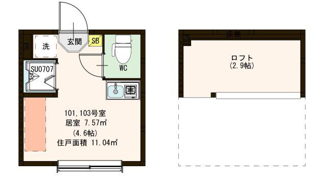 アルモニー千川(ワンルーム/1階)の間取り写真