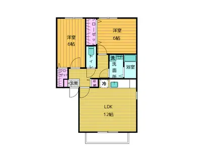 グランシャリオ世安(2LDK/1階)の間取り写真
