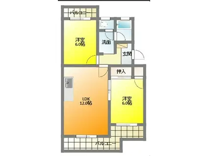 サンブライトン(2LDK/3階)の間取り写真