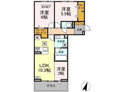 リシェスみのり台 A棟(3LDK/1階)の間取り写真