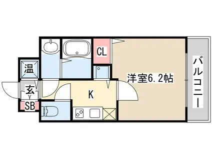 アドバンス三宮Ⅱライズ(1K/2階)の間取り写真