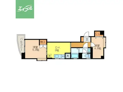 タウンコート中町(2DK/4階)の間取り写真