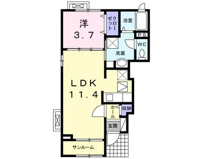 ファミリエ(1LDK/1階)の間取り写真