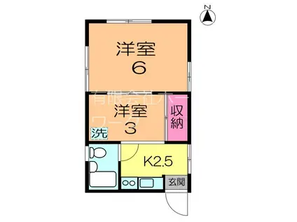 カメザワハウス(2K/1階)の間取り写真