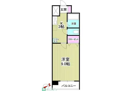 プランドール柏台(1K/4階)の間取り写真