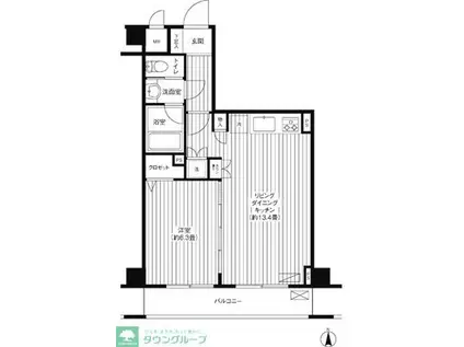 グランハイツ東新宿(1LDK/4階)の間取り写真