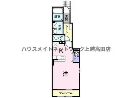 グリーンテラスA(ワンルーム/1階)の間取り写真