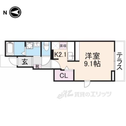 HARUKAS Ⅱ(1K/1階)の間取り写真