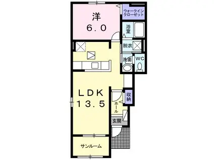 ヴァンベール(1LDK/1階)の間取り写真