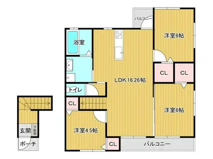 ＪＲ篠栗線 天道駅 徒歩30分 2階建 新築(3LDK/2階)の間取り写真