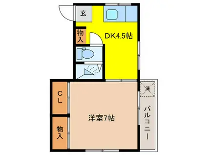 LUCKY PALACE(1DK/3階)の間取り写真