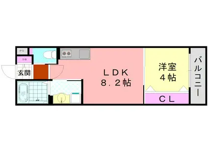 ダン・ル・ボア鳳東(1LDK/2階)の間取り写真