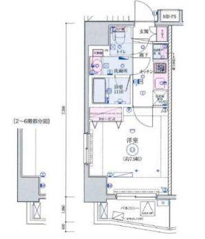 リヴシティ田町(1K/5階)の間取り写真