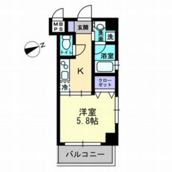 パレス西広島(1K/5階)の間取り写真