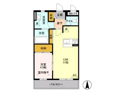 ウィンド・フィル(1LDK/3階)の間取り写真