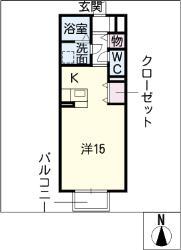 ジューンベリー(ワンルーム/2階)の間取り写真