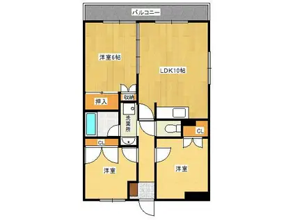 グリーンハイツ(3LDK/1階)の間取り写真