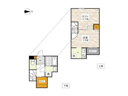 ADC熊本北ソアレ(1K/2階)の間取り写真
