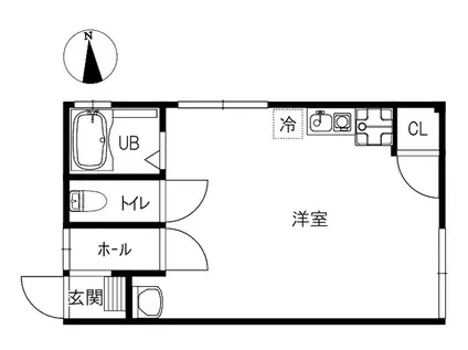 グリーンハウス(ワンルーム/1階)の間取り写真