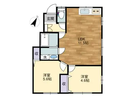 ノーザンブルー(2LDK/1階)の間取り写真