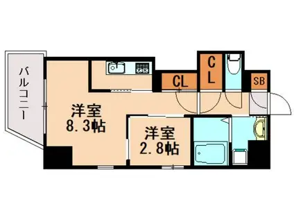 リアンシエルブルー東比恵II(2K/10階)の間取り写真