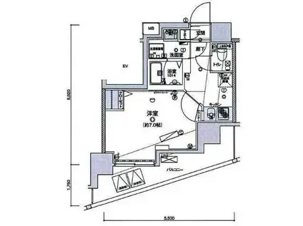リヴシティ王子神谷(1K/3階)の間取り写真