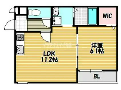 ハルミール忍ケ丘(1LDK/2階)の間取り写真
