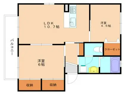 シャーメゾン大谷A棟(2LDK/2階)の間取り写真