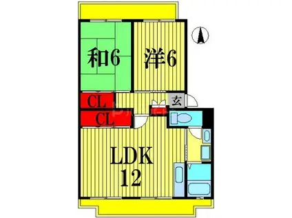 パークシティ白扇2号棟(2LDK/1階)の間取り写真