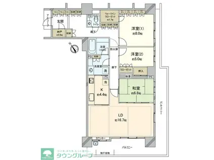パークスカイタワー松戸(3LDK/17階)の間取り写真