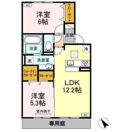 ROSSO(2LDK/1階)の間取り写真