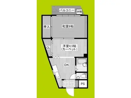 サンマンション新大阪(2DK/4階)の間取り写真