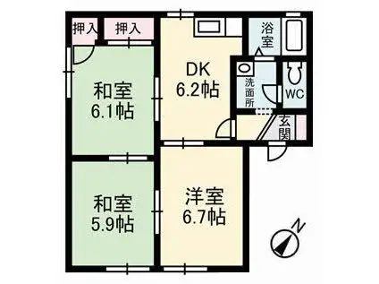 サンライト城北A(3DK/1階)の間取り写真