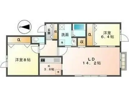 シャンティヒルズ(2LDK/2階)の間取り写真