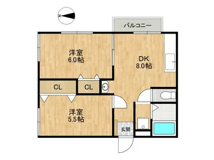 アイリスプラザ(2DK/2階)の間取り写真