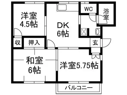 グリーンハイツ萩原 B(3DK/1階)の間取り写真
