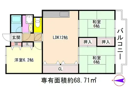 ハイム丹波橋(3LDK/3階)の間取り写真