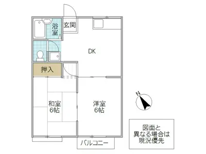セントリアつくば(2DK/1階)の間取り写真