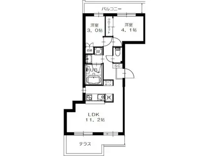 グレイシャス沼袋(2LDK/5階)の間取り写真