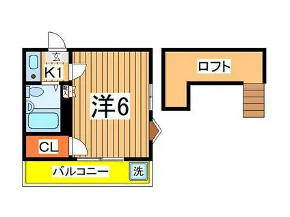 イースタンパレス(1K/2階)の間取り写真