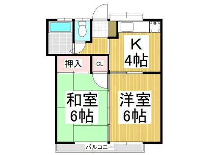 シルバーハイツゼロ(2K/2階)の間取り写真