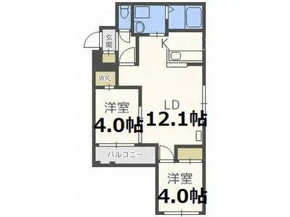 ブランシャールELEGANCE(2LDK/3階)の間取り写真