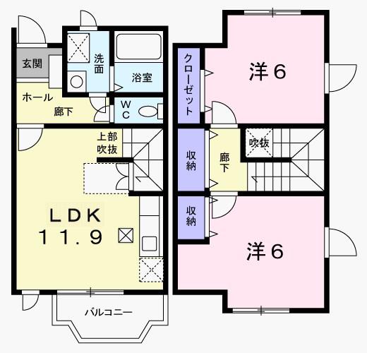 サンライズハマ(2LDK/1階)の間取り写真